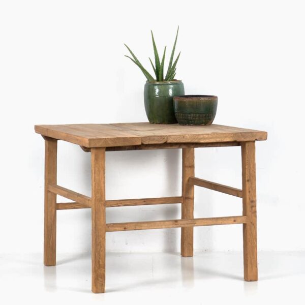 Mesa cuadrada de madera de olmo antigua (c.1900)