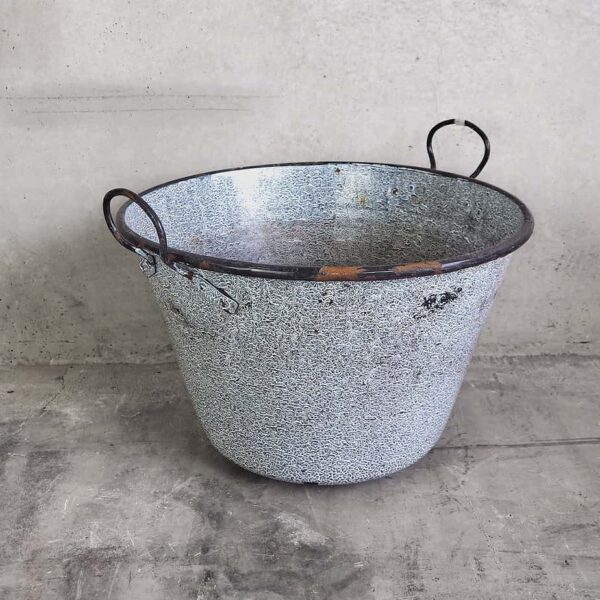 Caldero antiguo metálico color azul (c.1950)