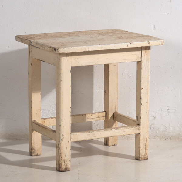 Mesa antigua blanca de madera maciza de pino (c.1920)