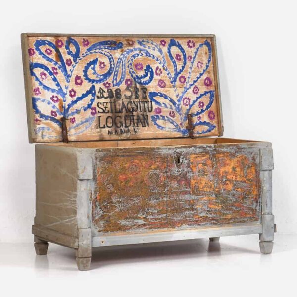 Baúl para almacenaje antiguo de madera maciza (c.1890)