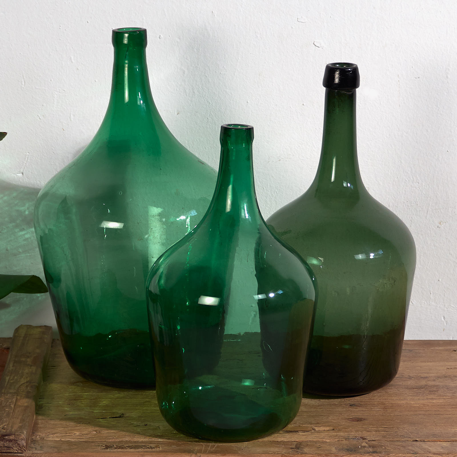 Anciennes damajuanas vertes (c.1920). Ensemble de 3 pièces #44