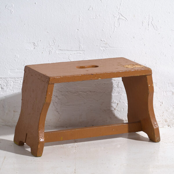 Pequeño taburete antiguo color marrón (c.1920) #9
