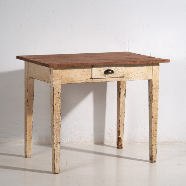 Mesa blanca antigua de madera maciza (c.1920) #8