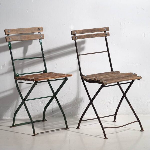 Sillas plegables antiguas para terraza (c.1920). Conjunto de 2 piezas #32