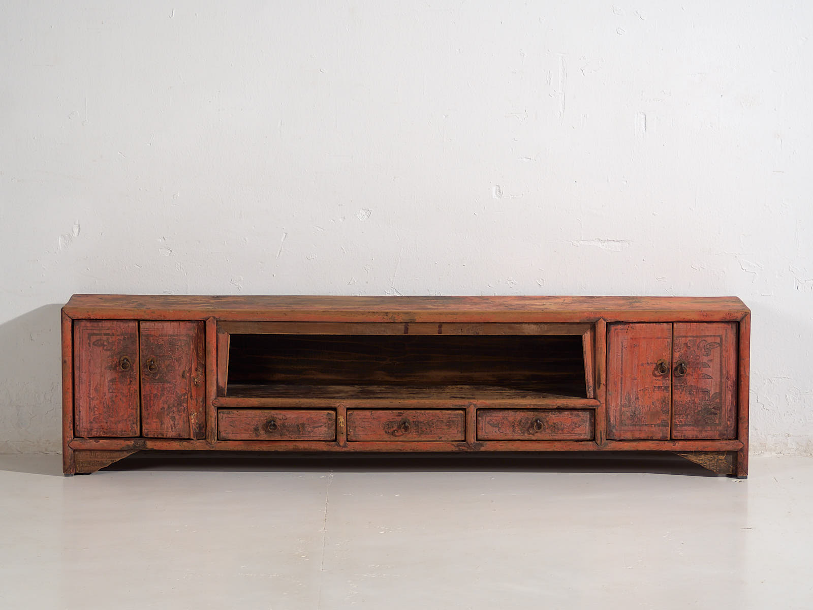 Mueble TV antiguo con pátina de color rojo (c.1900) #22