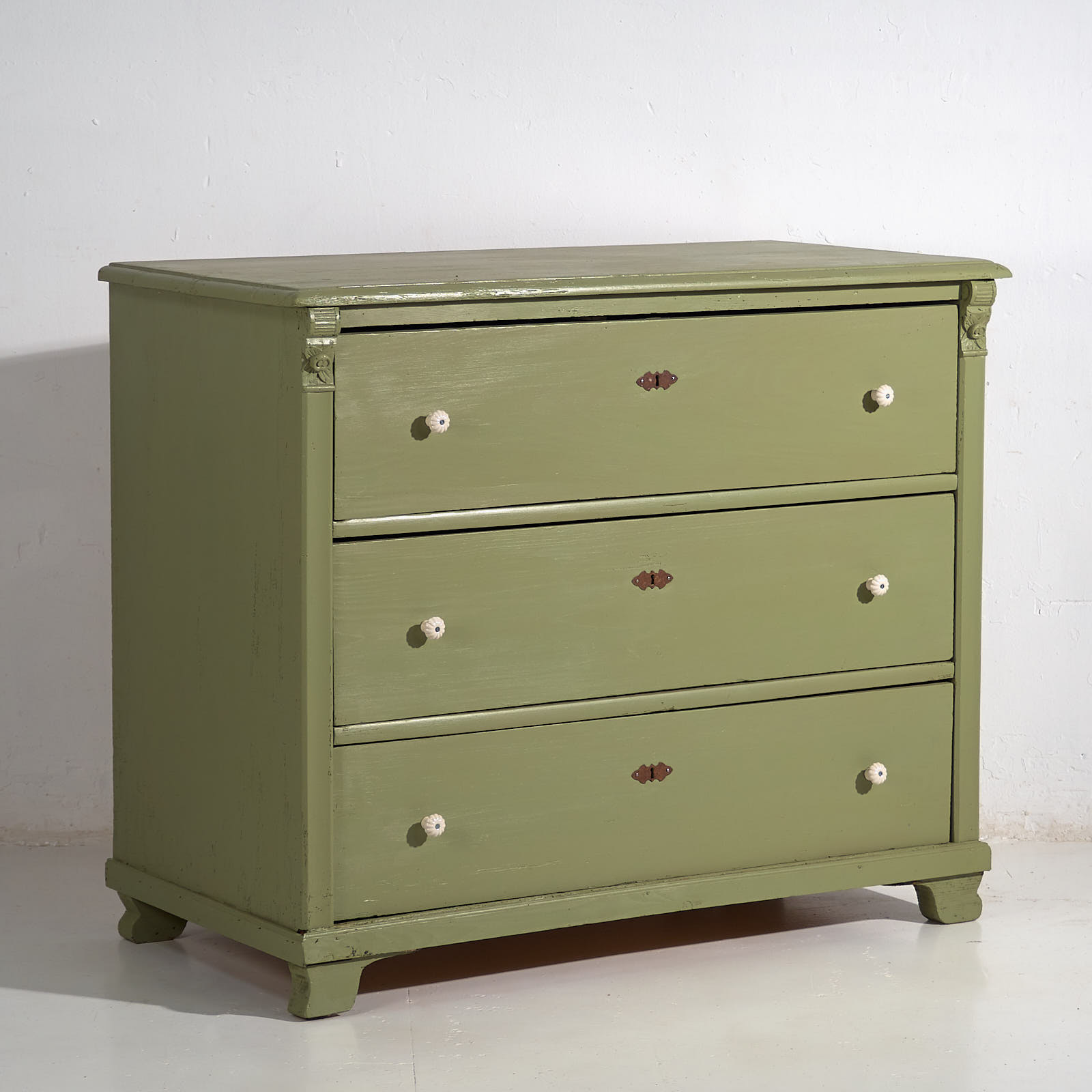 Olive green antique chest of drawers (c.1920) #55