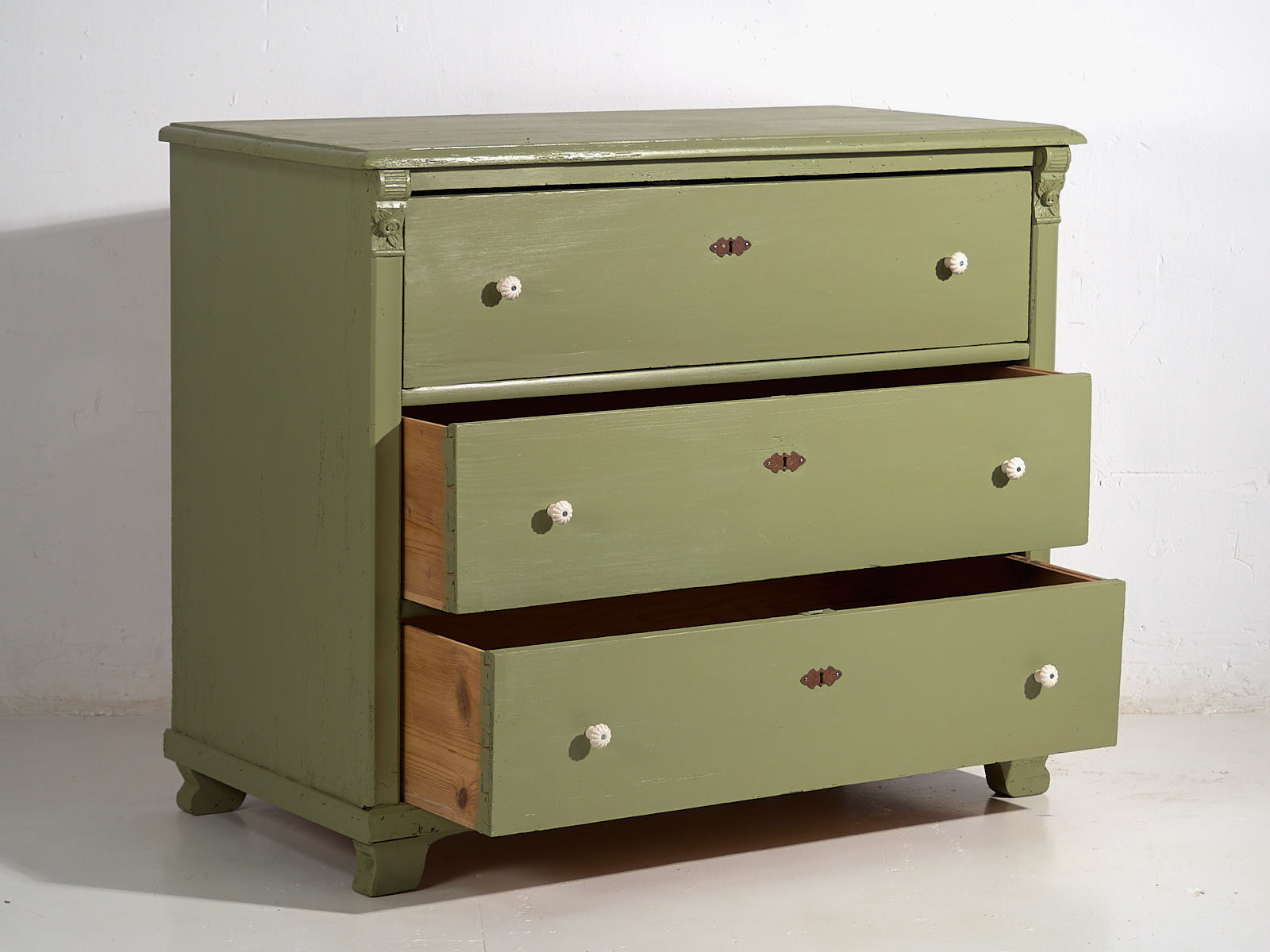 Olive green antique chest of drawers (c.1920) #55