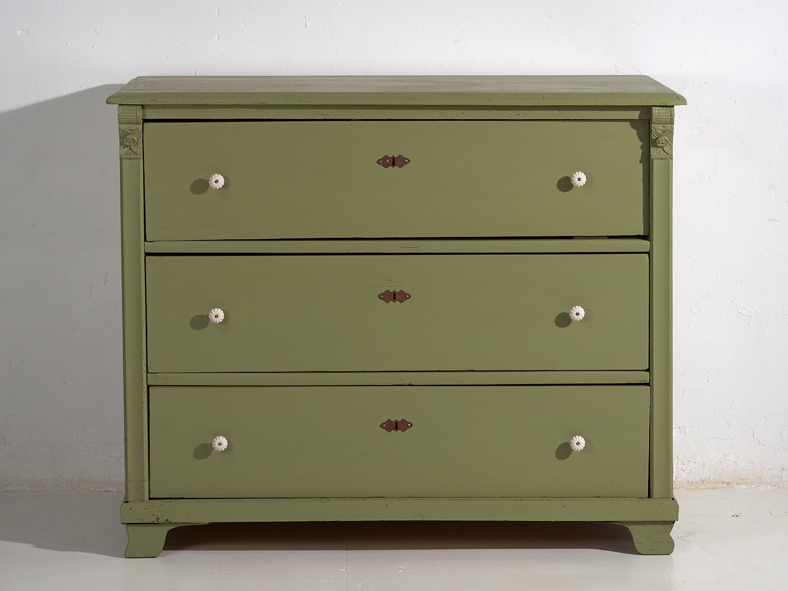 Olive green antique chest of drawers (c.1920) #55