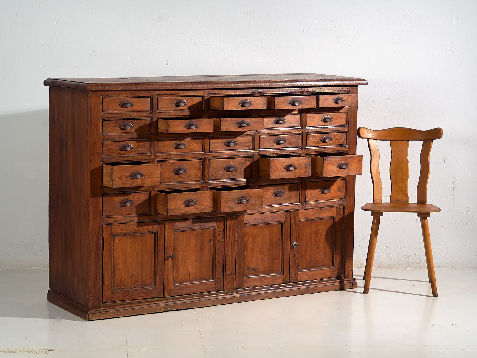 Antique apothecary file cabinet with multiple drawers (c.1920) #12