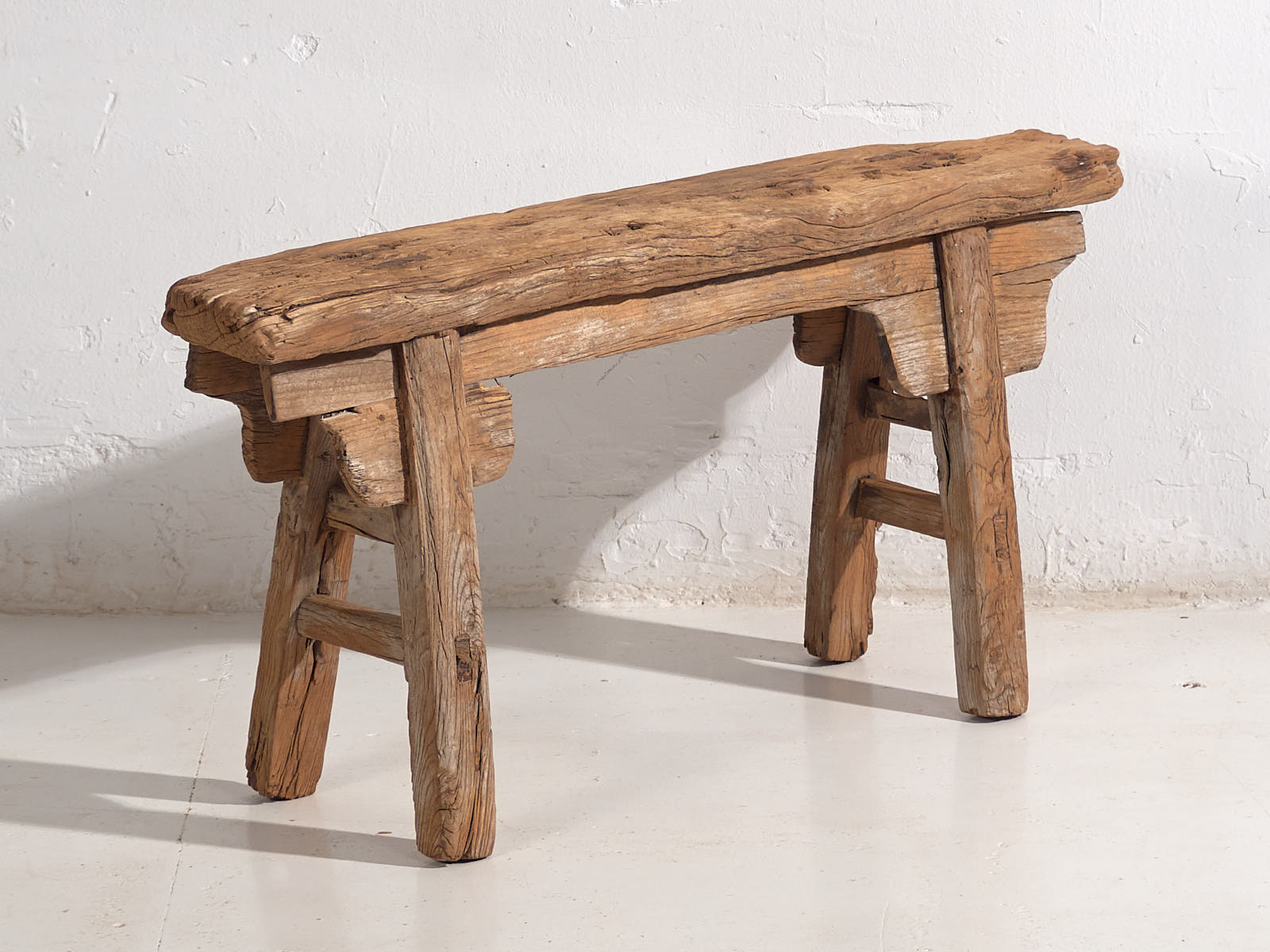 Banco pequeño antiguo de estilo primitivo (c.1870) #13