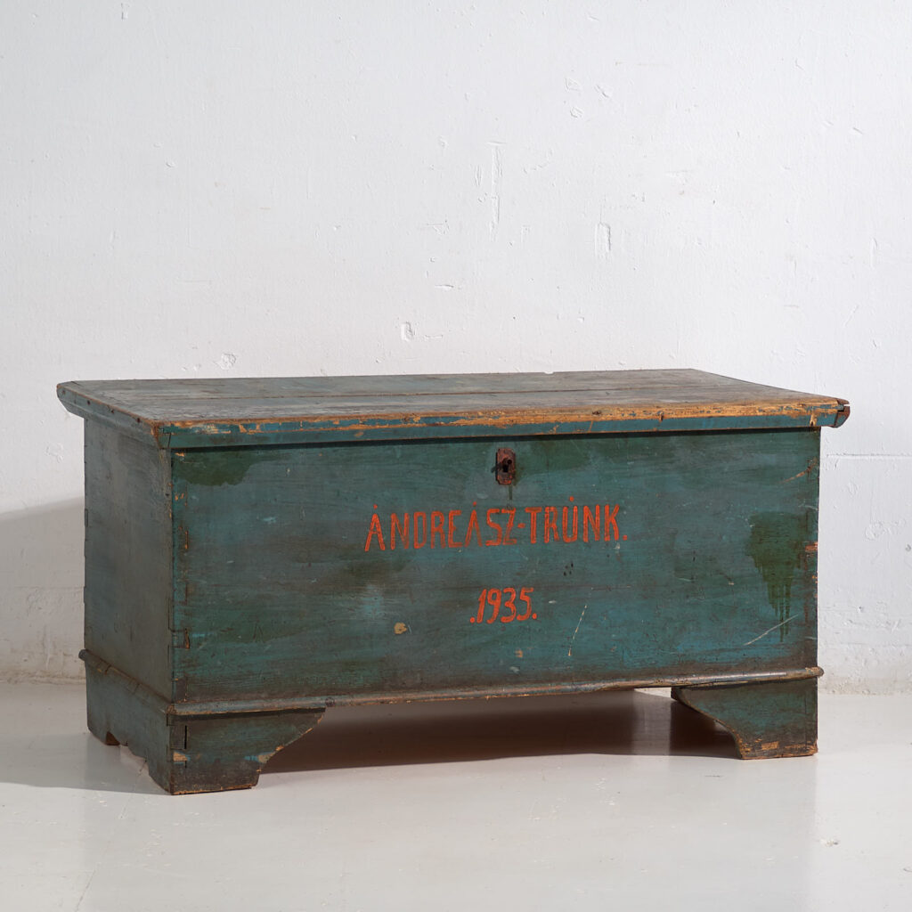 Antiguo arcón con pátina verde turquesa (Año 1935) #10