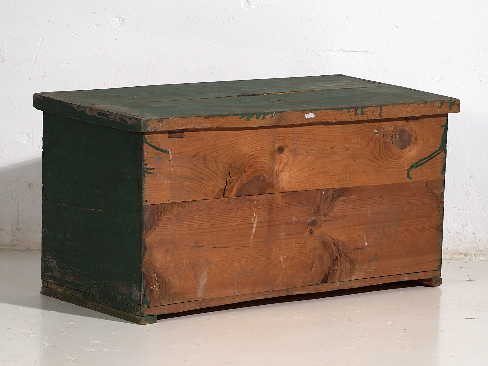 Antique green folk art style trunk (c.1920) #92